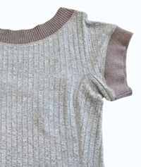 Byron Lars Women's Ribbed Knit Short Sleeve Top in cadet - women's t-shirt - detail view