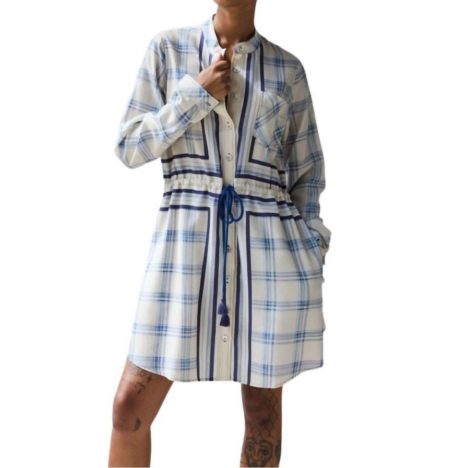 Hope For Flowers - Band Collar Mini Warp Plaid Dress