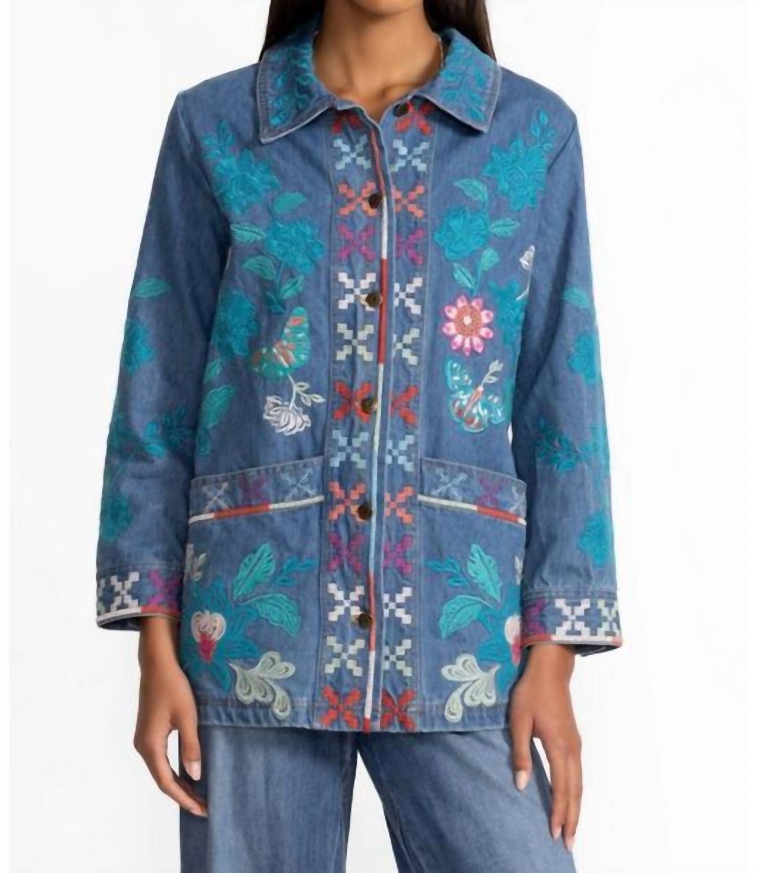 Johnny Was - LONG DENIM WORKER JACKET PETRA