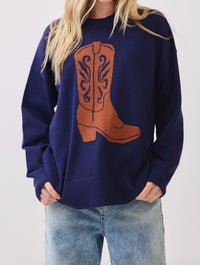 Sewn And Seen - Cowboy Boot Knit Sweater