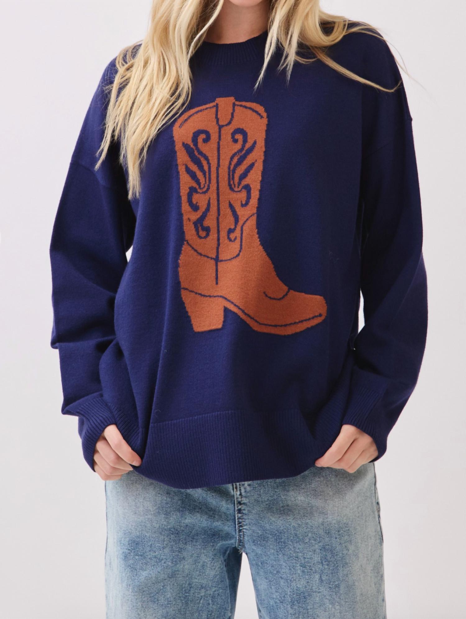 Sewn And Seen - Cowboy Boot Knit Sweater