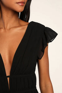Lulus I'm All Yours V-neck Ruffled Chiffon Maxi Dress in black - women's dress - view 4