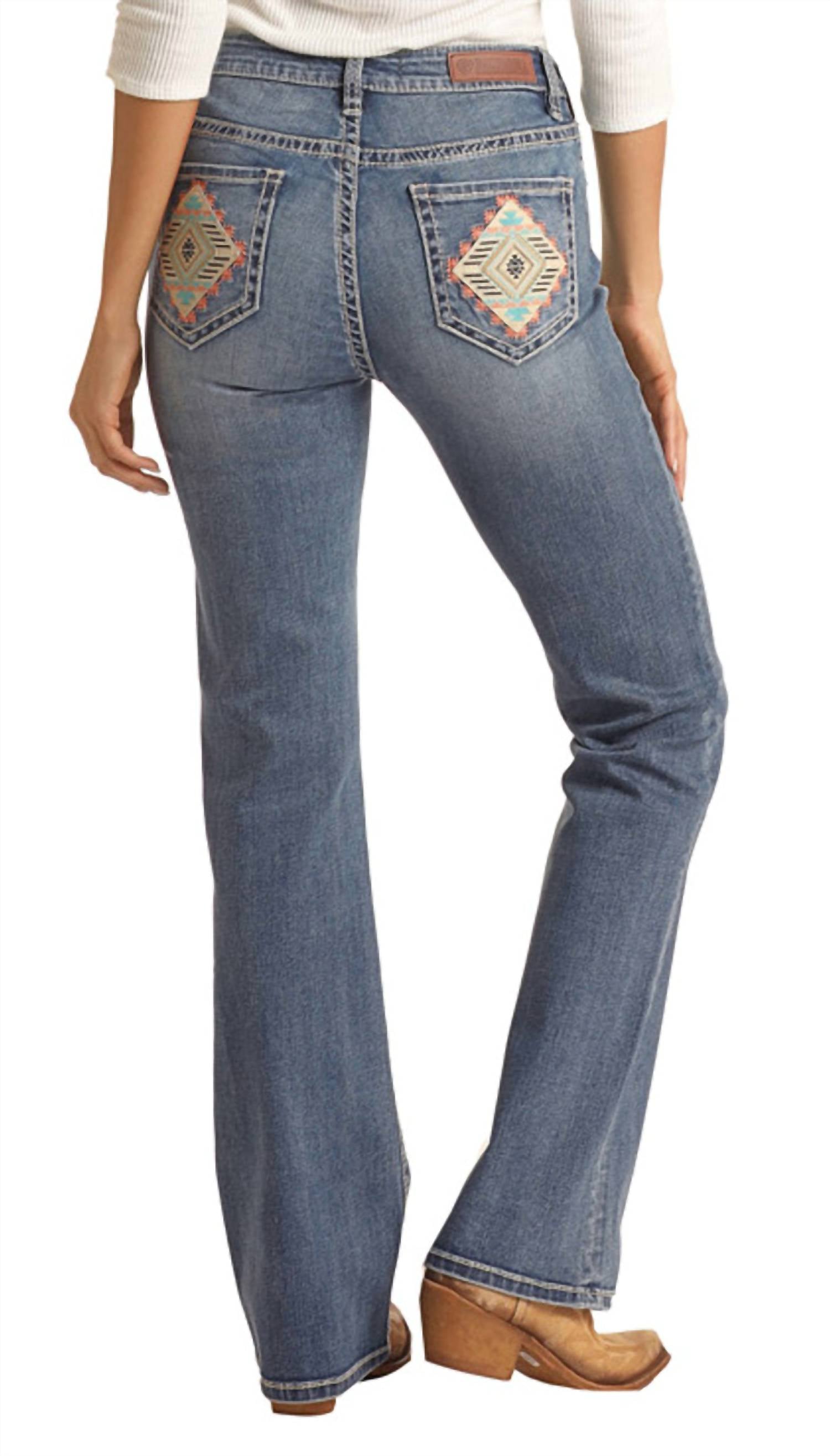 Rock & Roll Denim - Women's Mid Rise Extra Stretch Bootcut Jeans