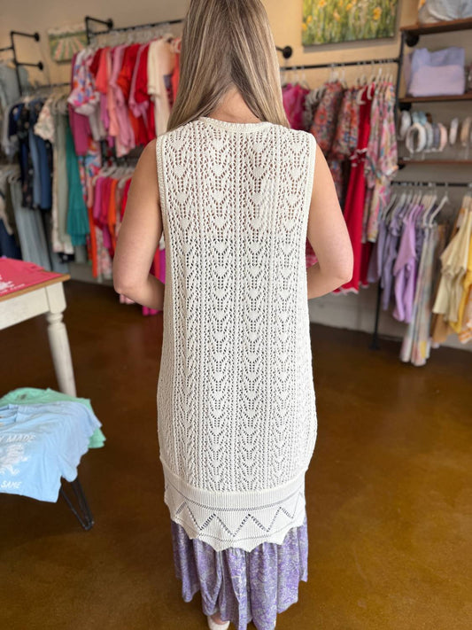 Sage The Label - Women's Tatum Crochet Duster Vest
