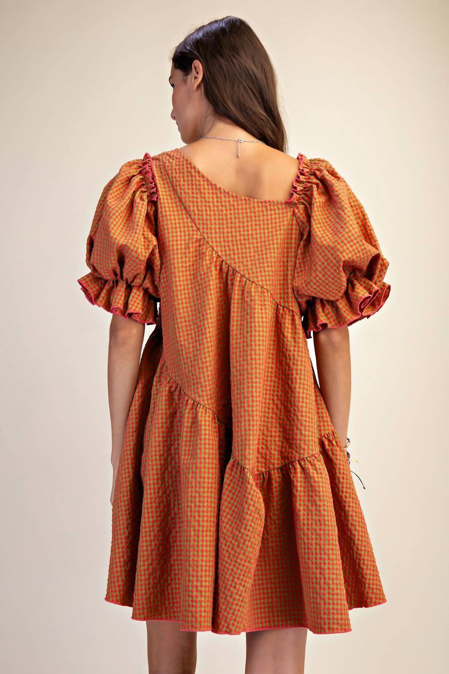 Easel - Gingham Seersucker Dress