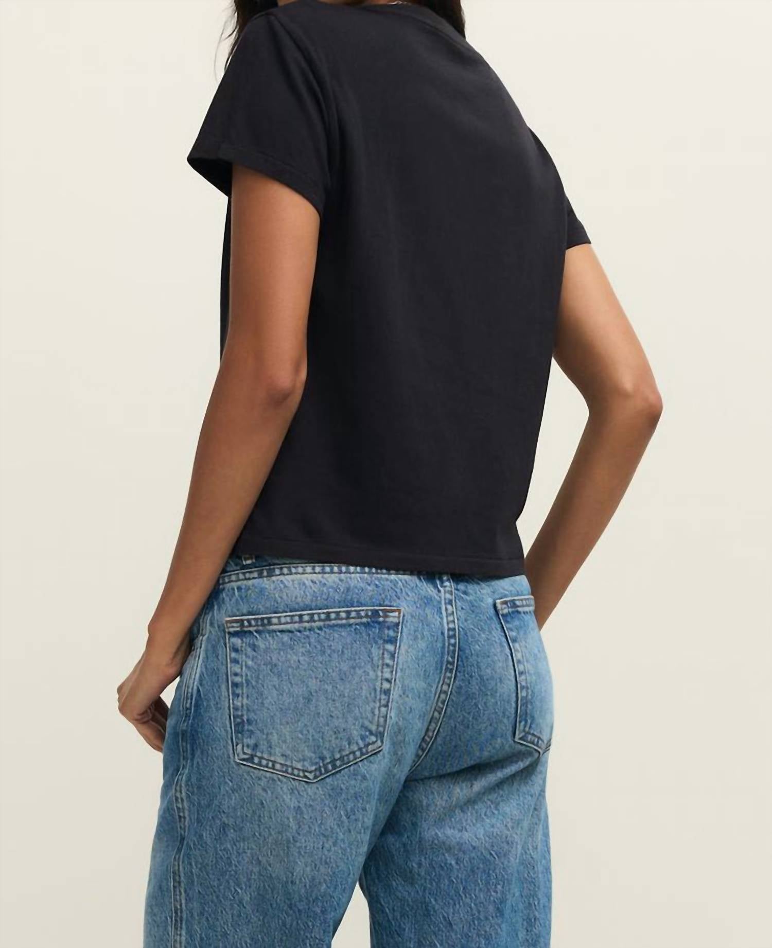 Z Supply Adore Tourist Tee in black sand - women's t-shirt - detail view
