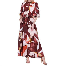 Jade Pleated High Neck Maxi Dress in harvest rhythm - women's dress