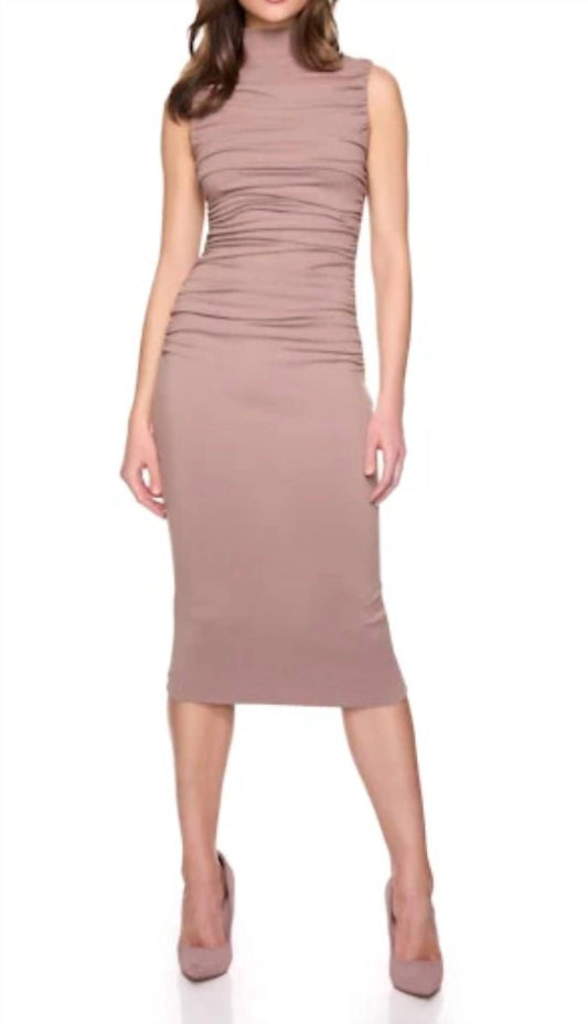 Susana Monaco - Gathered Mock Neck Sleeveless Midi Dress