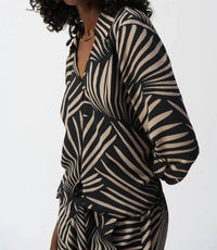 Joseph Ribkoff - Tropical Print Tie Front Top