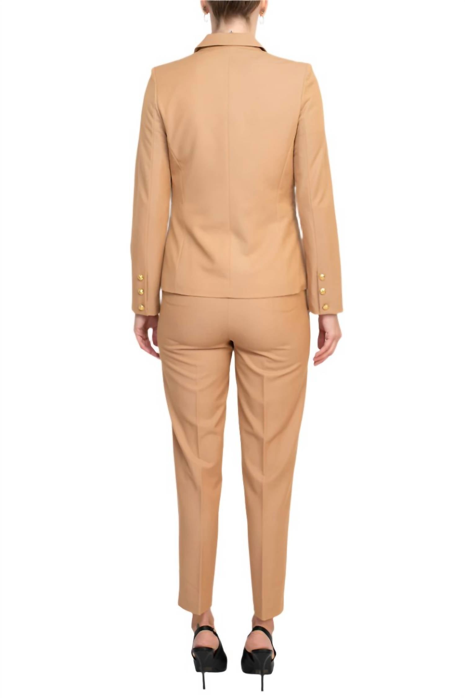 Nanette Lepore - Notched Collar Crepe Jacket With Mid Waist Pencil Cut Pants Set