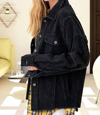 La Miel - Washed Corduroy Oversized Button Down Jacket