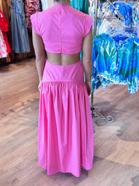 Karlie - Solid Poplin Knot Cut-out Maxi Dress