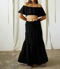 Blanco By Nature - Flowy Long Drawstring Maxi Skirt