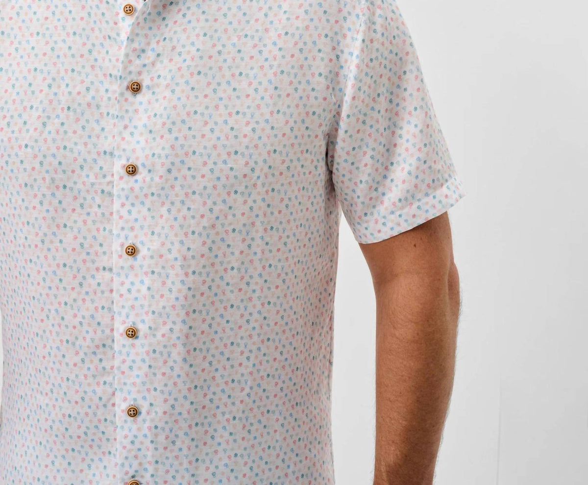 JOHNNIE-O Cash Bar Short Sleeve Button Down Shirt in white - men's shirt - detail view