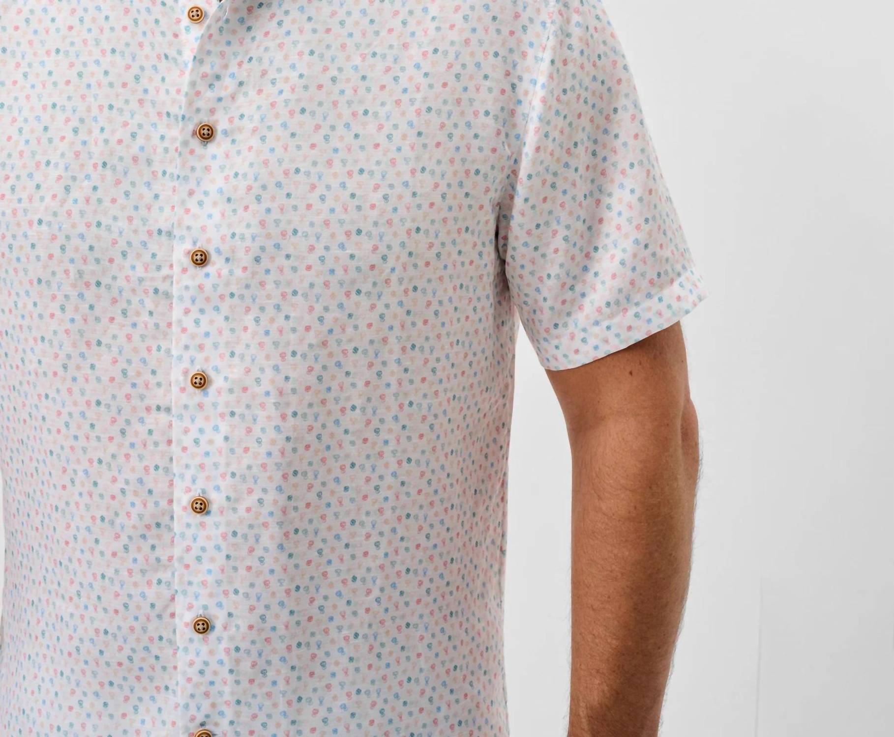 JOHNNIE-O Cash Bar Short Sleeve Button Down Shirt in white - men's shirt - detail view