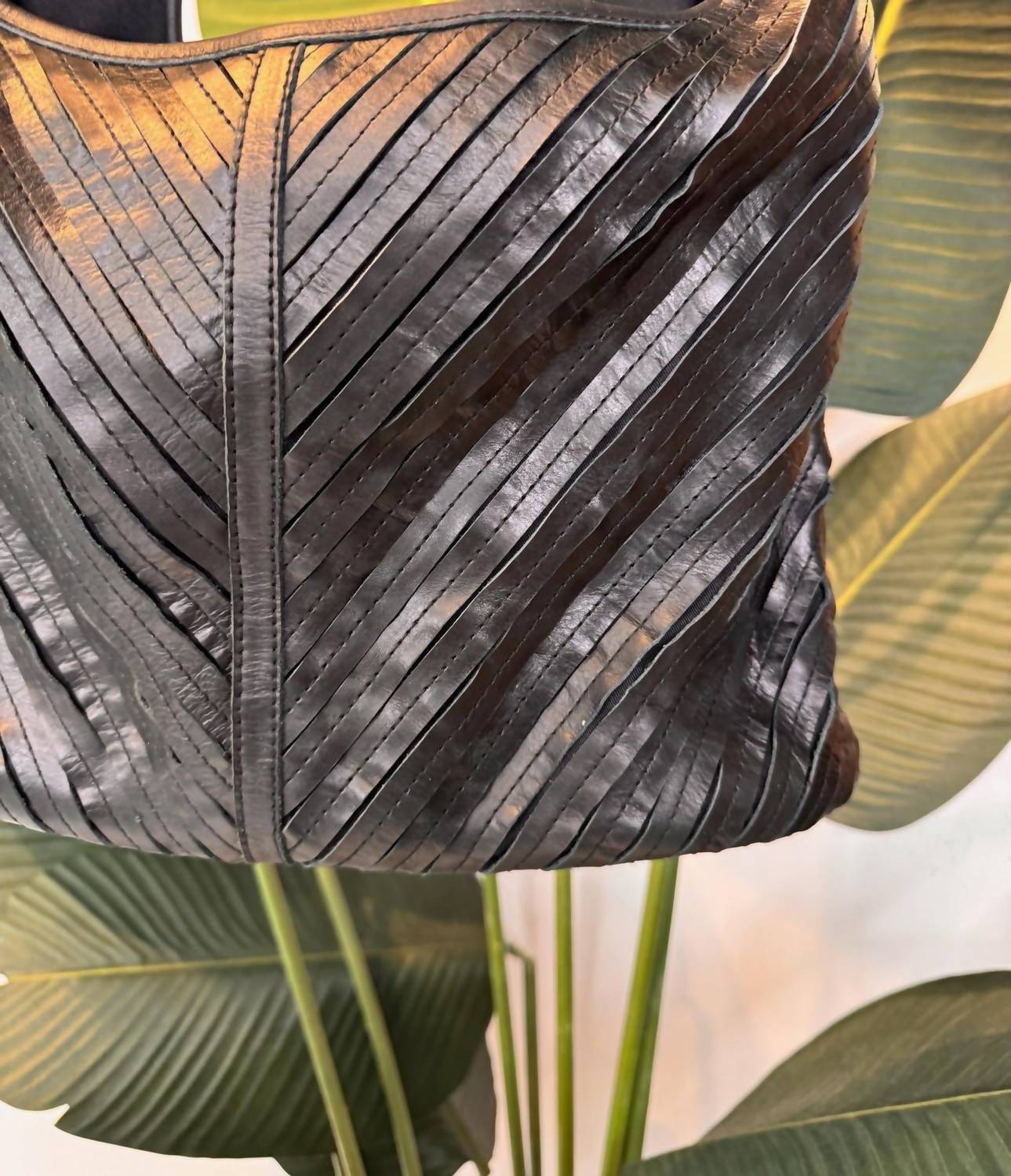SOLE Women's Strips Leather Bag in black - women's bag - detail view