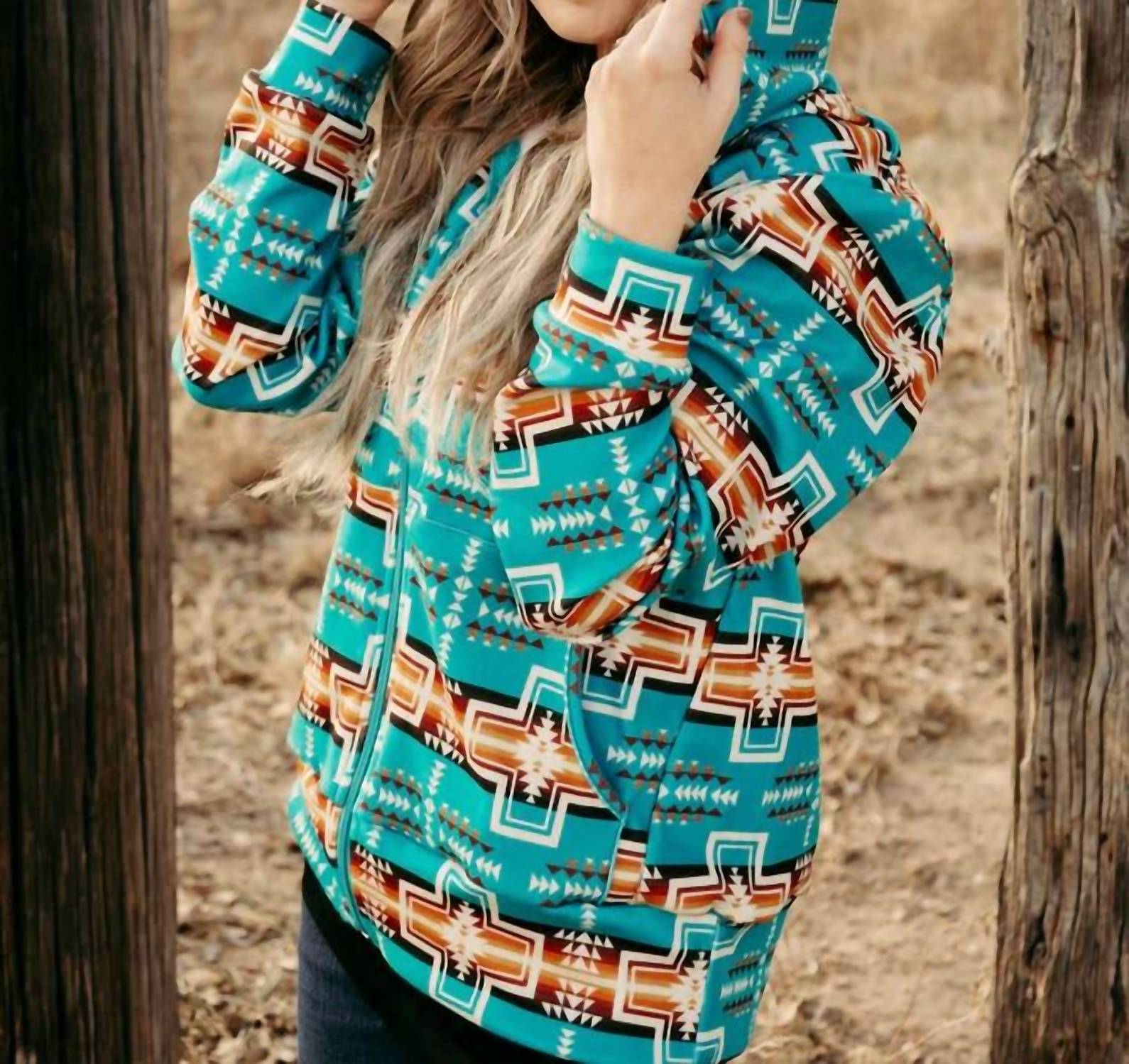 Sterling Kreek - Barton Creek Aztec Print Zip-up Hoodie