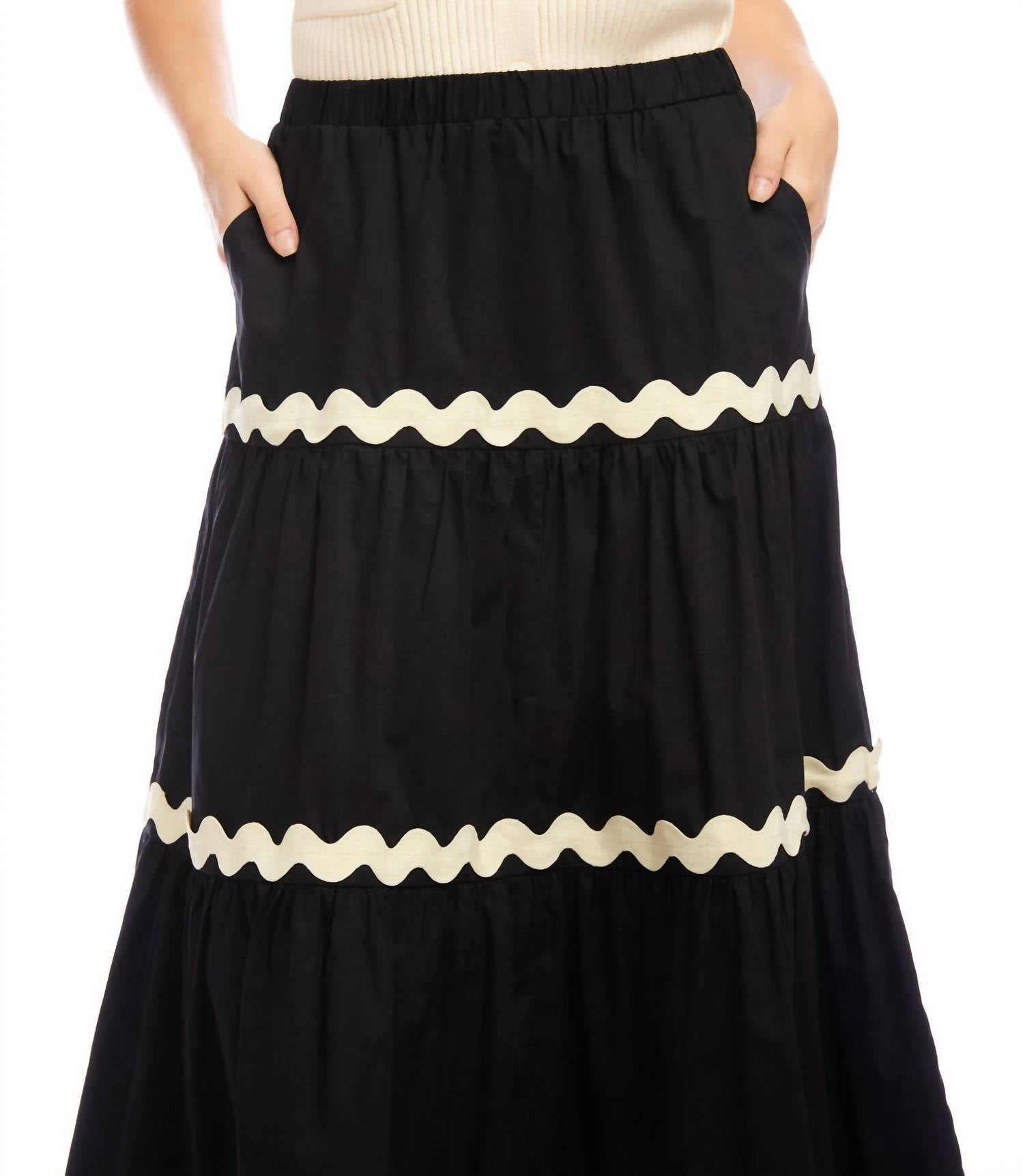 Karen Kane - Ric-Rac Trim Tiered Midi Skirt
