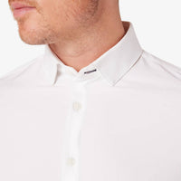 Mizzen + Main Leeward Long Sleeve Dress Shirt in solid white - men's shirt - detail view