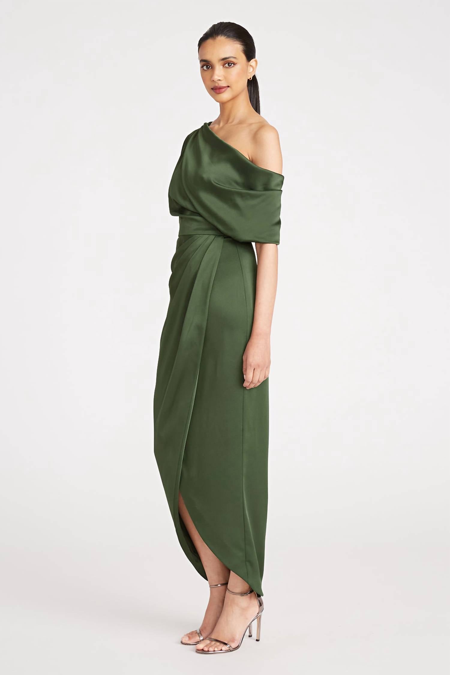 Theia - Rayna One Shoulder Draped Gown