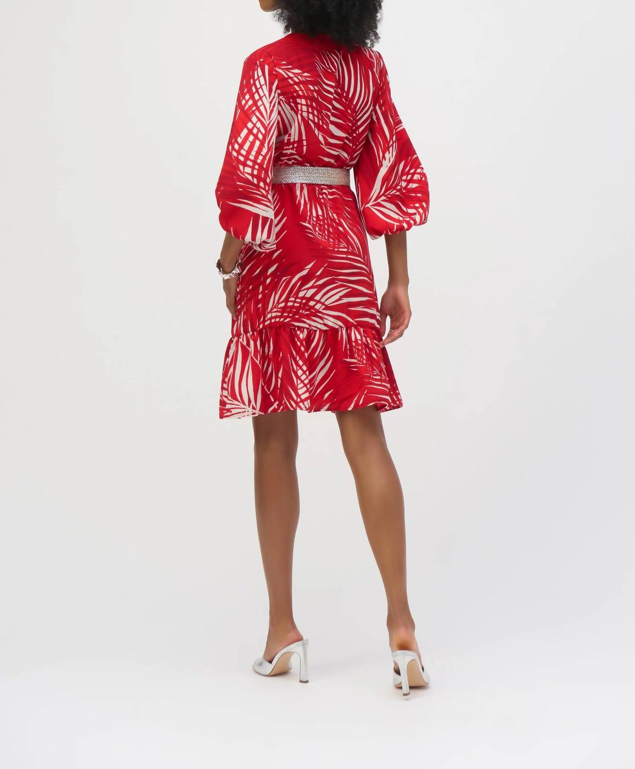 Joseph Ribkoff - Tropical Print Belted Puff Sleeve Sundress