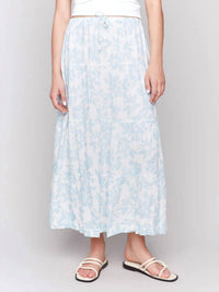 Charlie B - Bloom Print Linen Tier Maxi Skirt