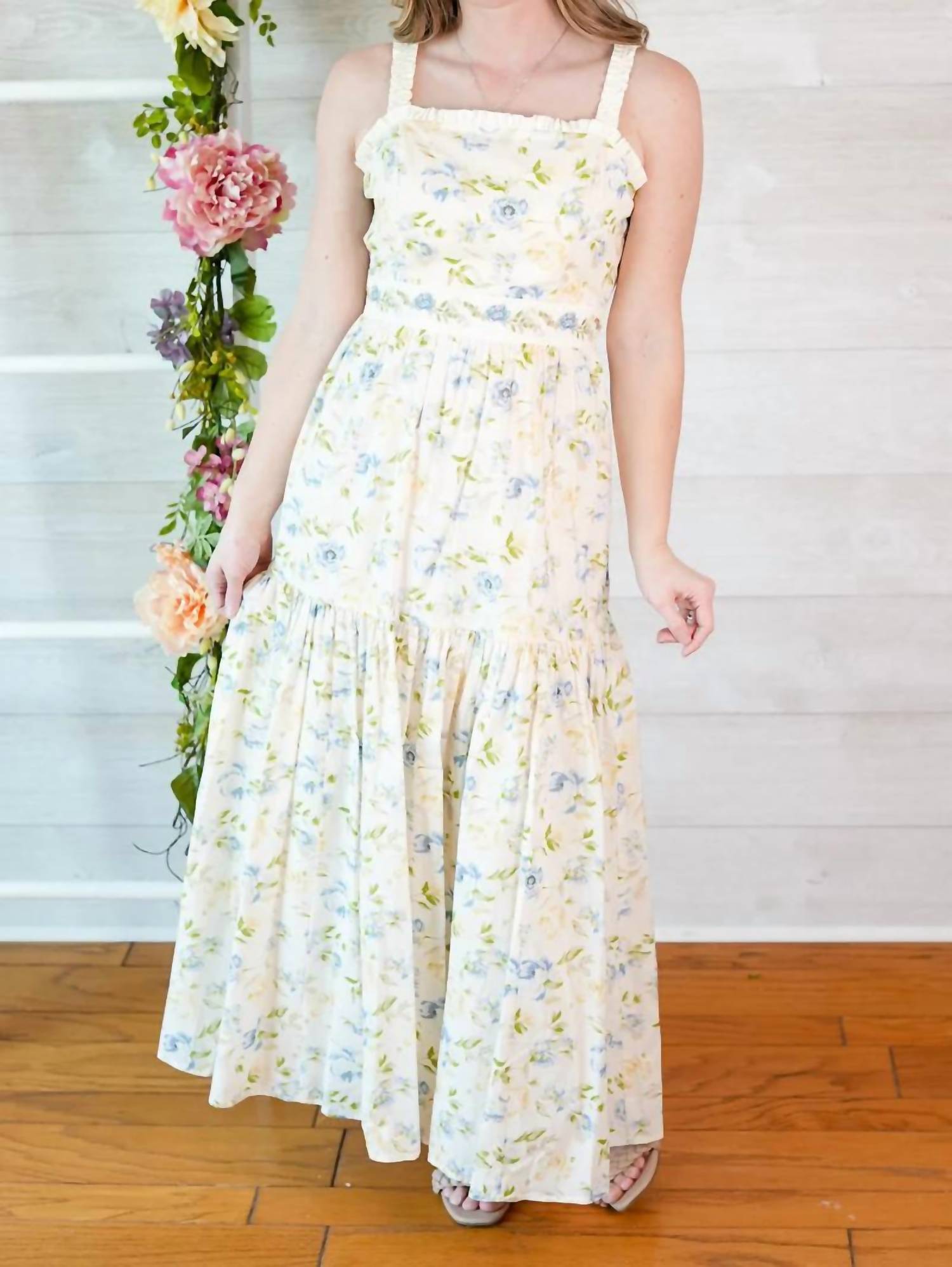 Mable - Garden Bloom Tiered Midi Dress