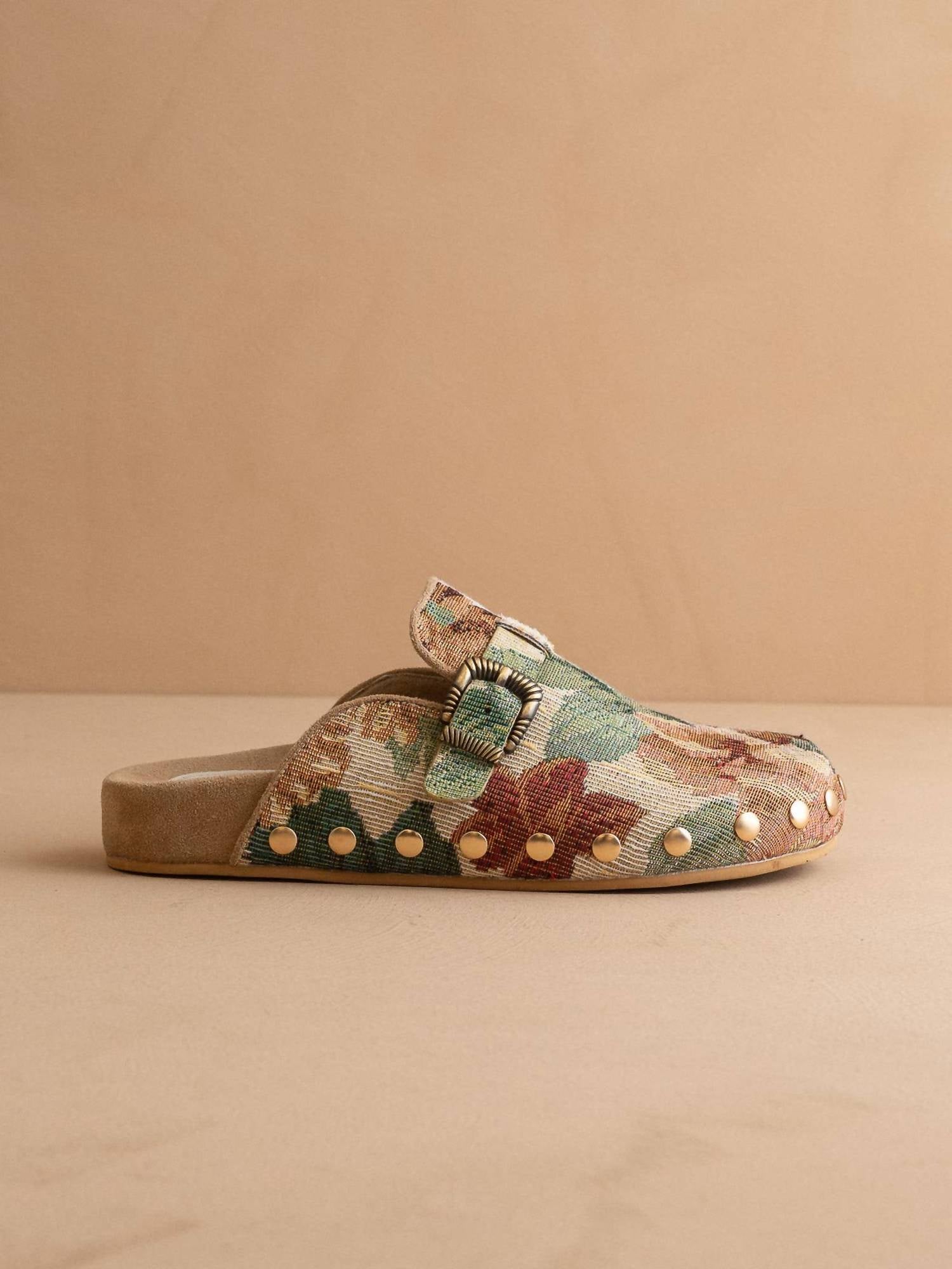 Oasis Society - Women's Toni Floral Tapestry Studded Buckle Clog