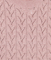 8apart Junior Women's Ada Cable Crew Sweater in pink - women's sweater - alternate view