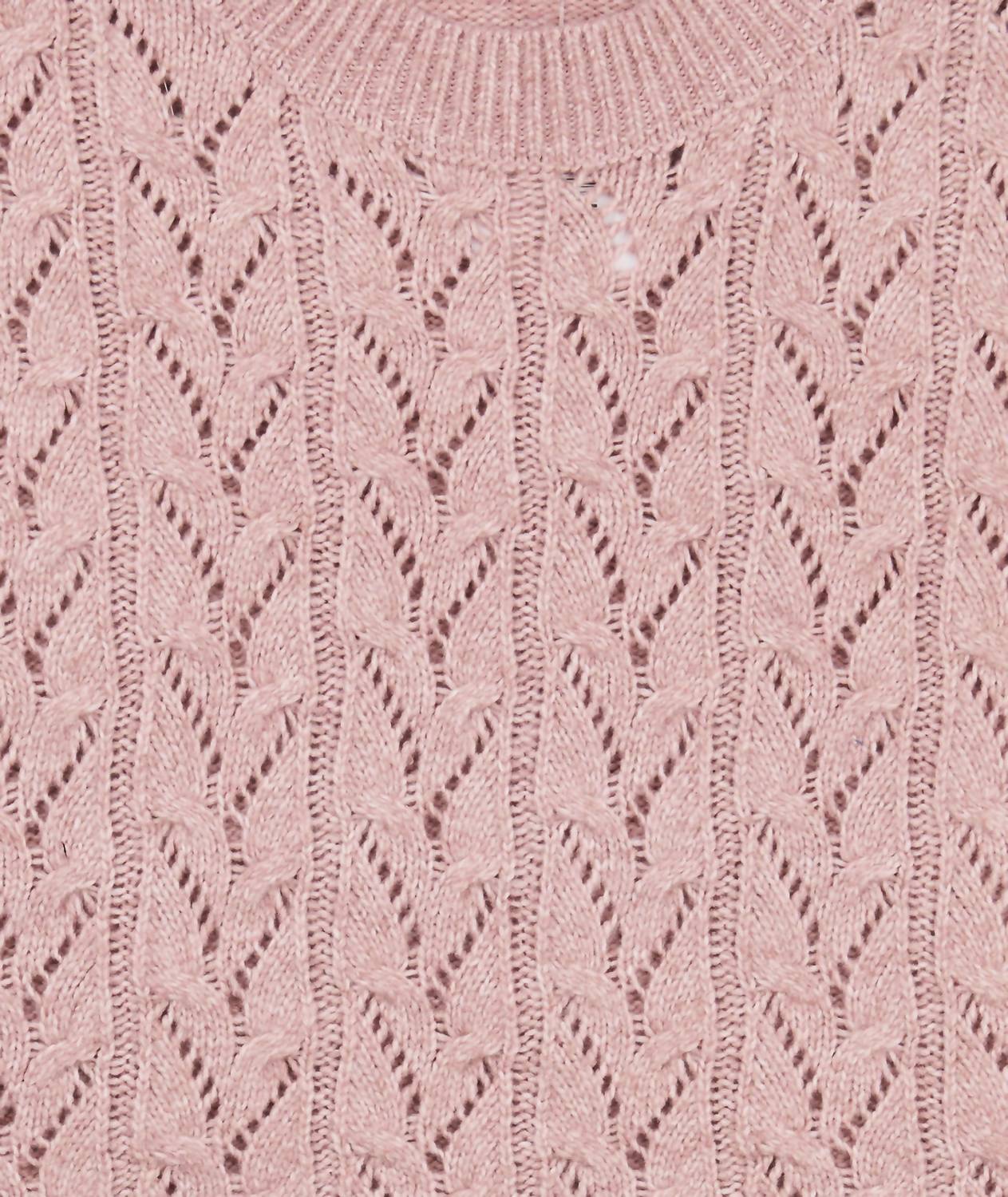 8apart Junior Women's Ada Cable Crew Sweater in pink - women's sweater - alternate view