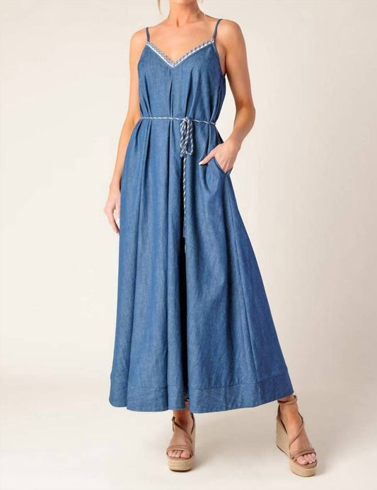 Flying Tomato - Washed Denim Midi Dress