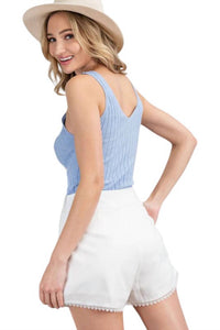 Ee:Some - Ribbed V Neck Tank Top