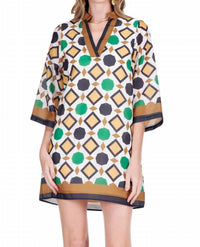 Jade - Split Neck Bell Sleeve Caftan Dress