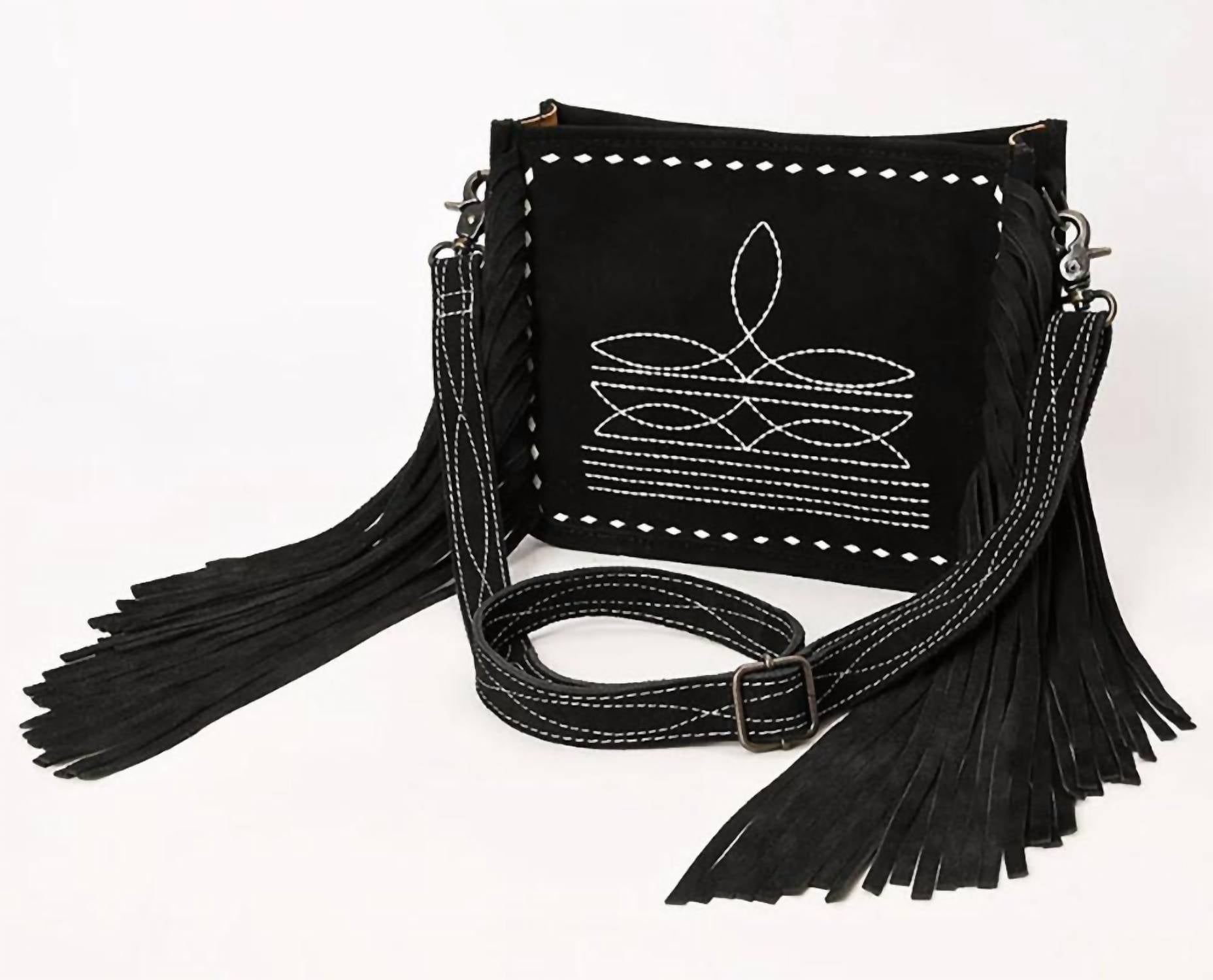 American Darling Women's Boot Stitch Crossbody Bag in black - women's bag