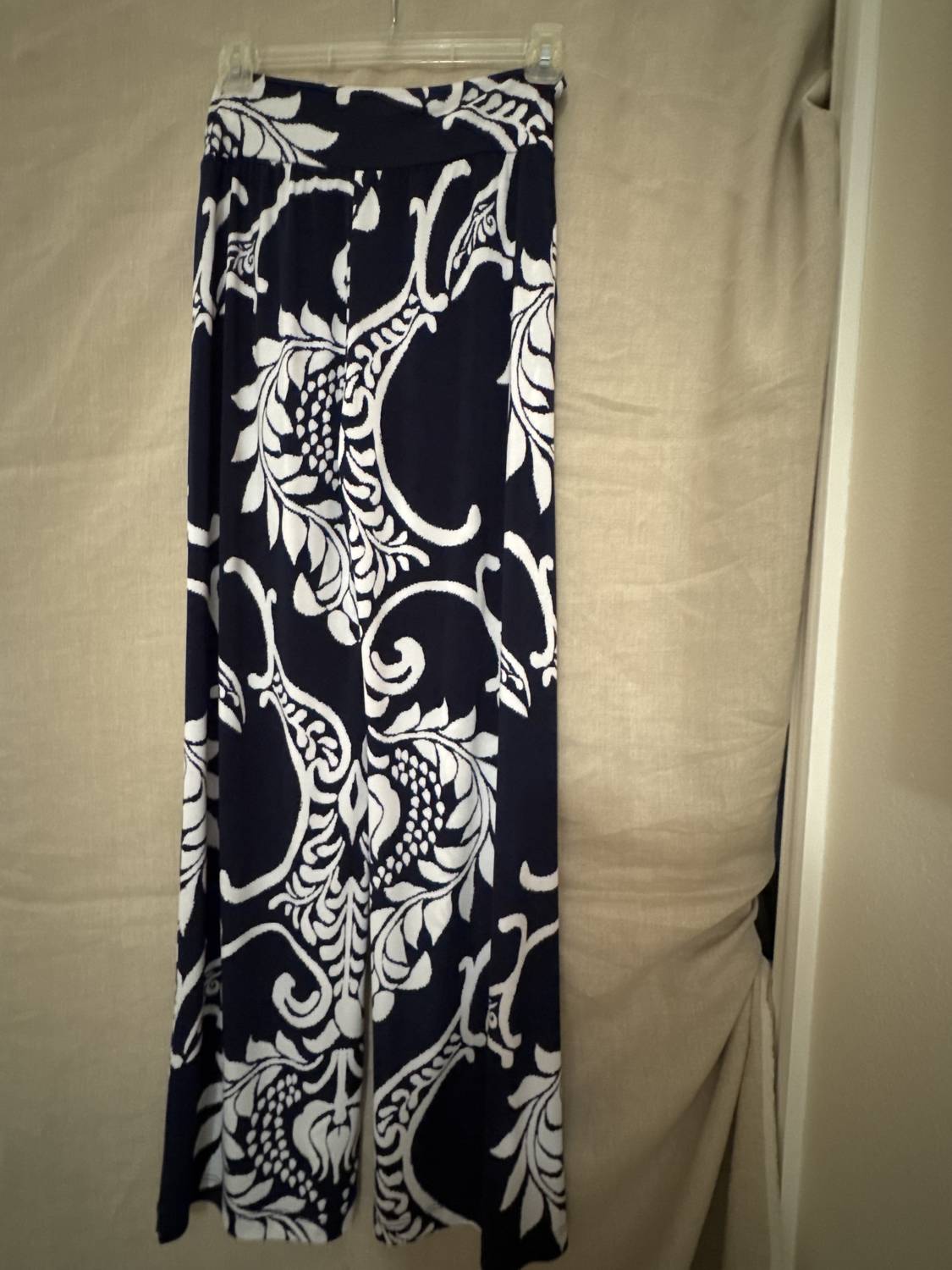 Clara Sun Woo Wide Leg Palazzo Pant in navy white print - women's pants - view 4