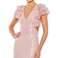 Mac Duggal - Sequined Cut Out Lace Back Gown
