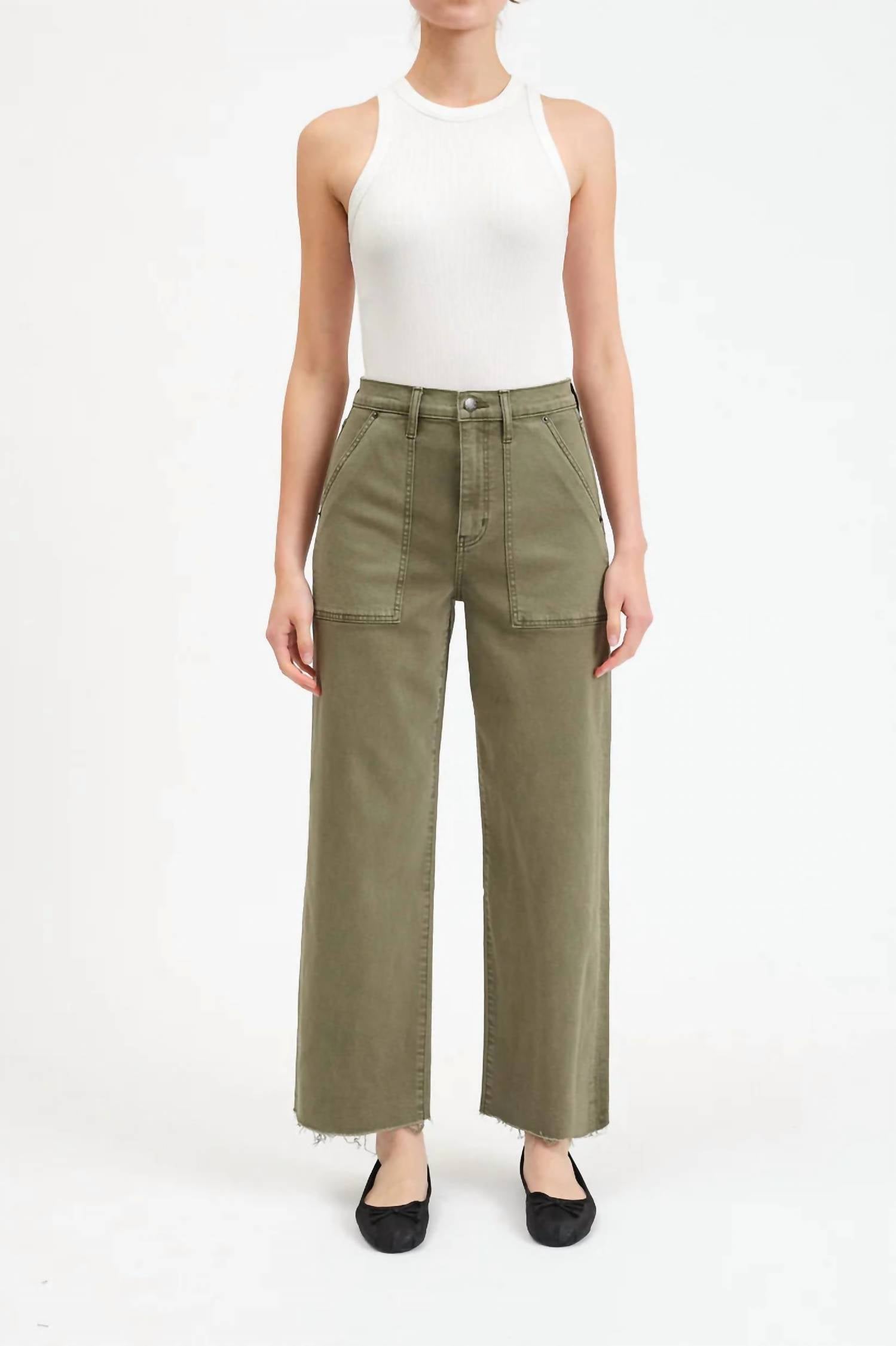 Daze - Pleaser Utility High Rise Wide Ankle Jeans
