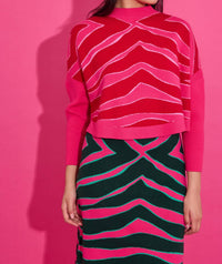 Alden Adair Leona Ziggy Lipstick Sweater in pink - women's sweater