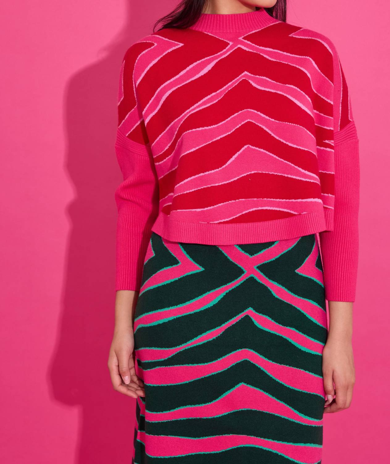 Alden Adair Leona Ziggy Lipstick Sweater in pink - women's sweater