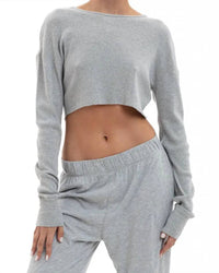Eterne - Long Sleeve Cropped Rib T-shirt