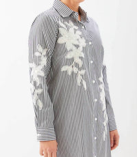 Karen Kane - Roll-Tab Stripe Embroidered Shirtdress