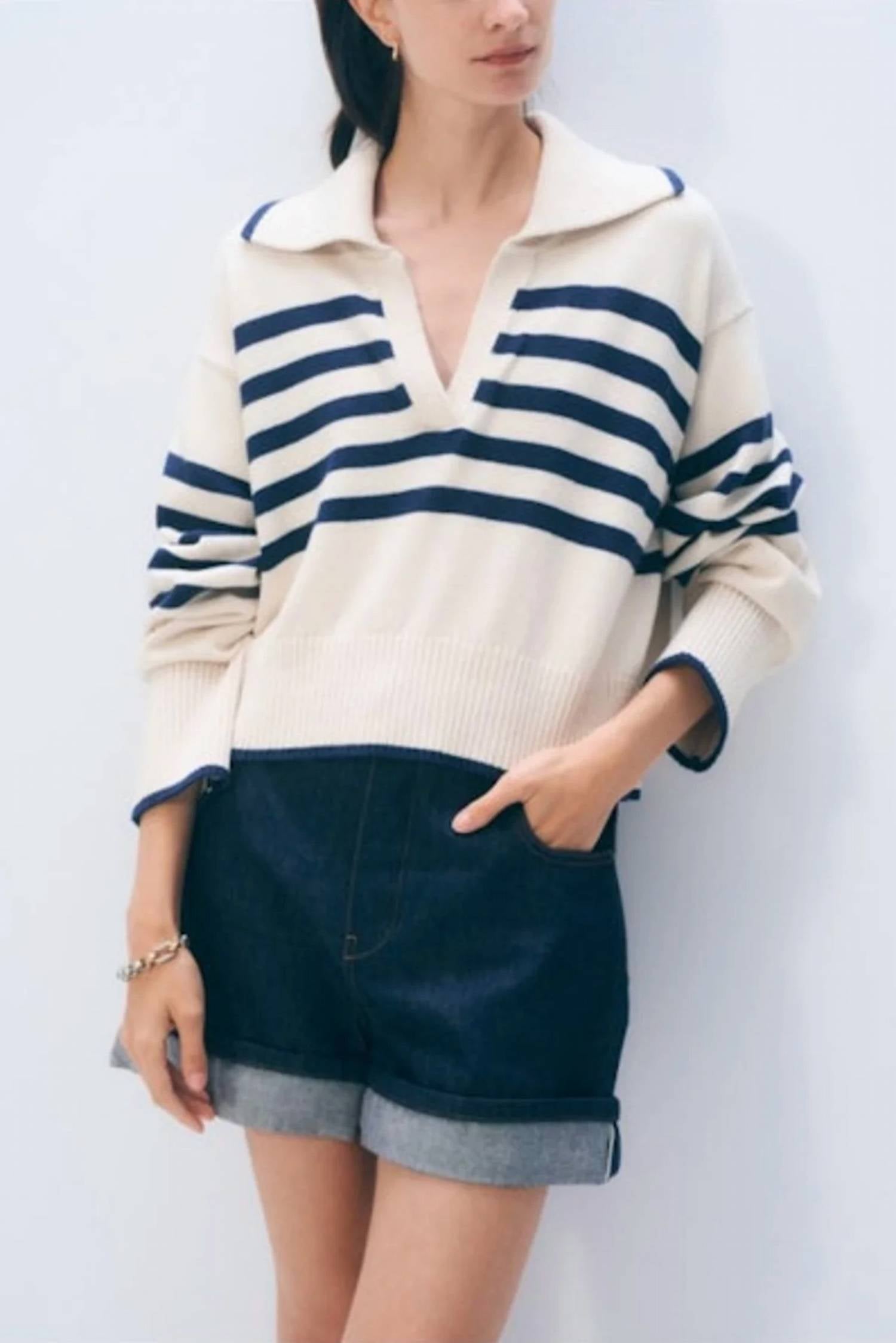 White + Warren - Varsity Cotton Striped Polo