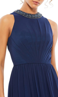 Mac Duggal - Bejeweled Neckline Pleated Chiffon Gown Dress