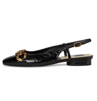 Dolce Vita Women's Ramano Slingback Flat in midnight crinkle patent - women's flats - detail view