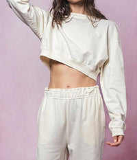 Urban Daizy - Mineral Wash Mock Neck Crop Sweatshirt