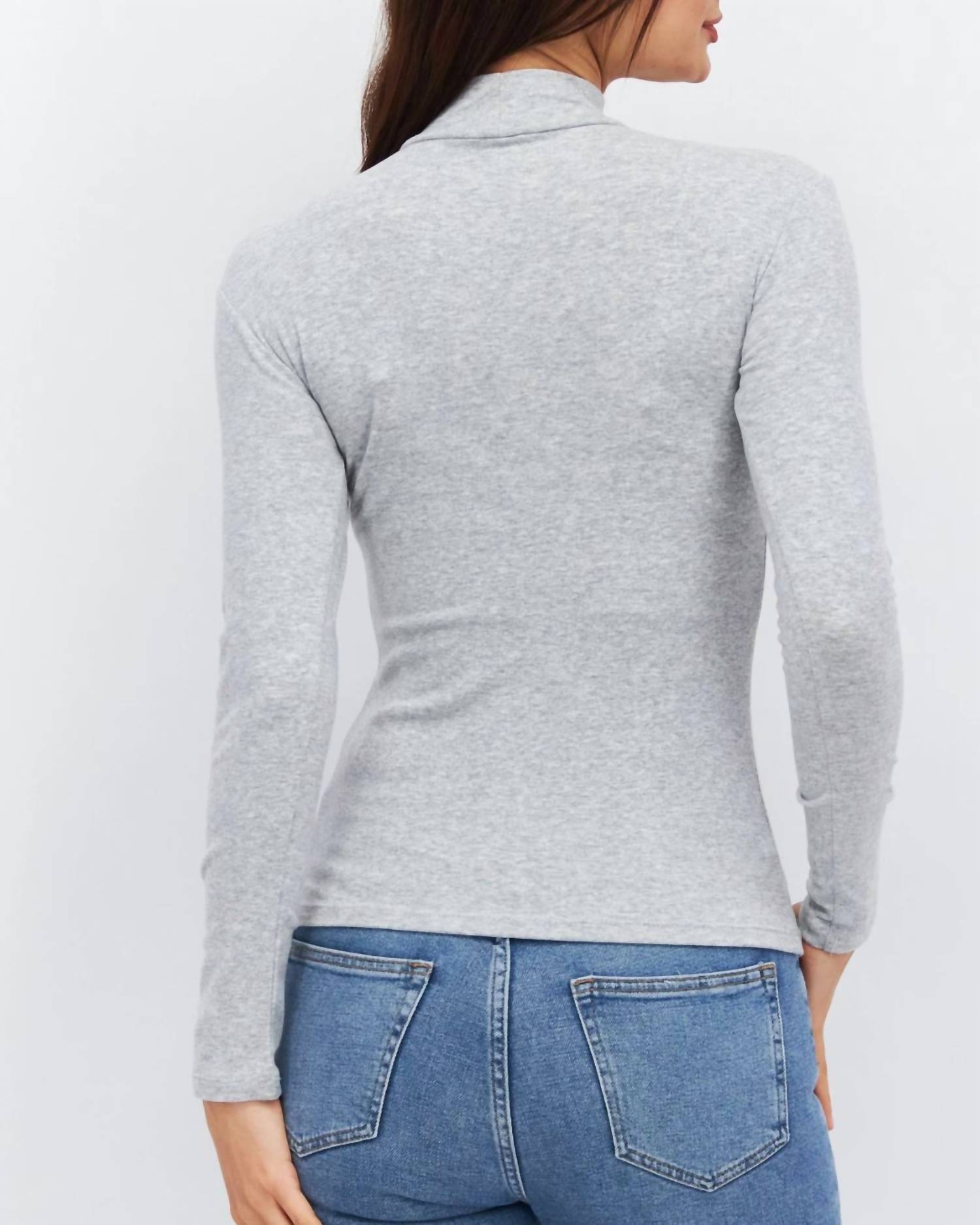 By Together Aria Long Sleeve Top in heather grey - women's long sleeve top - detail view