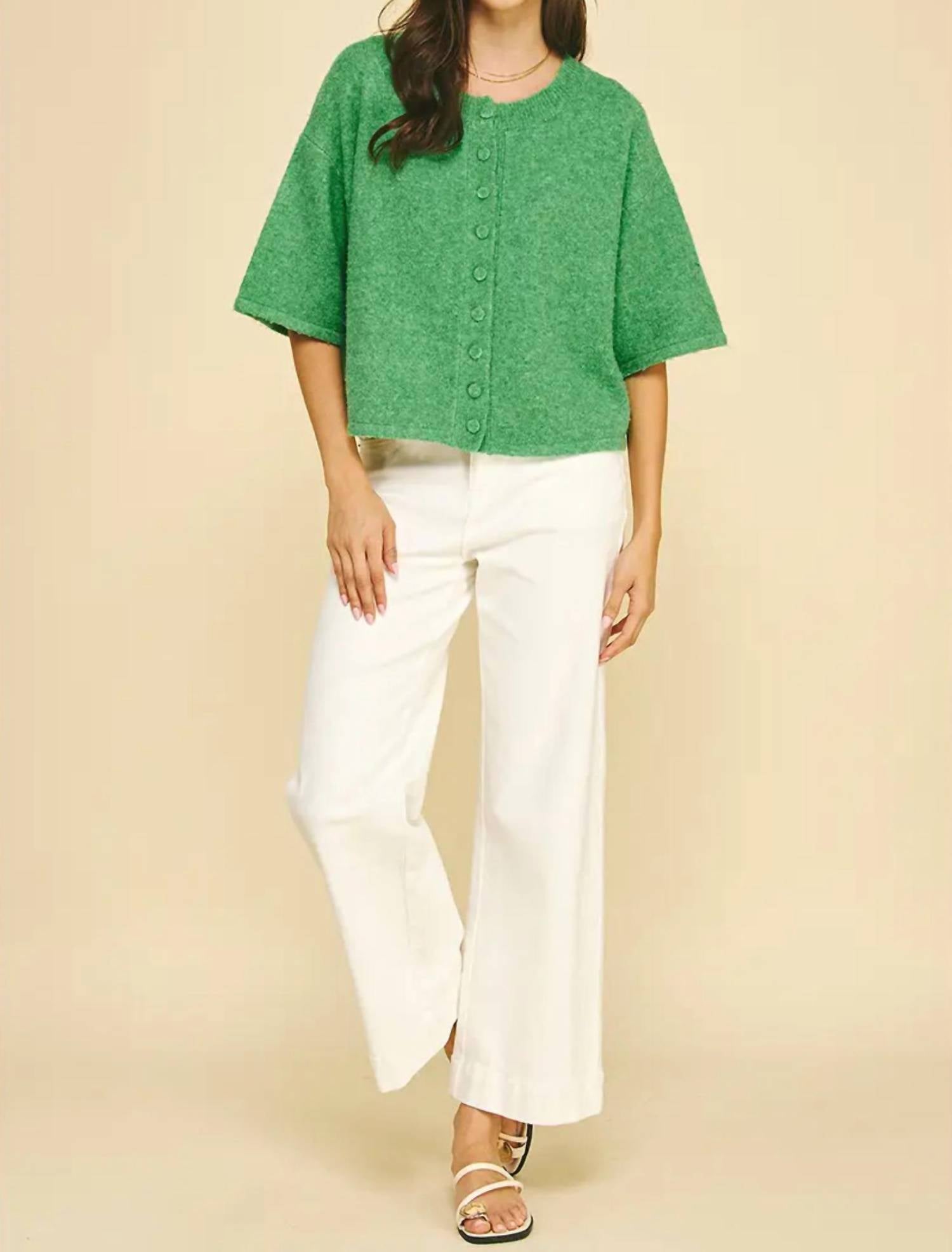 Pinch - Abby Button Down Short Sleeve Sweater