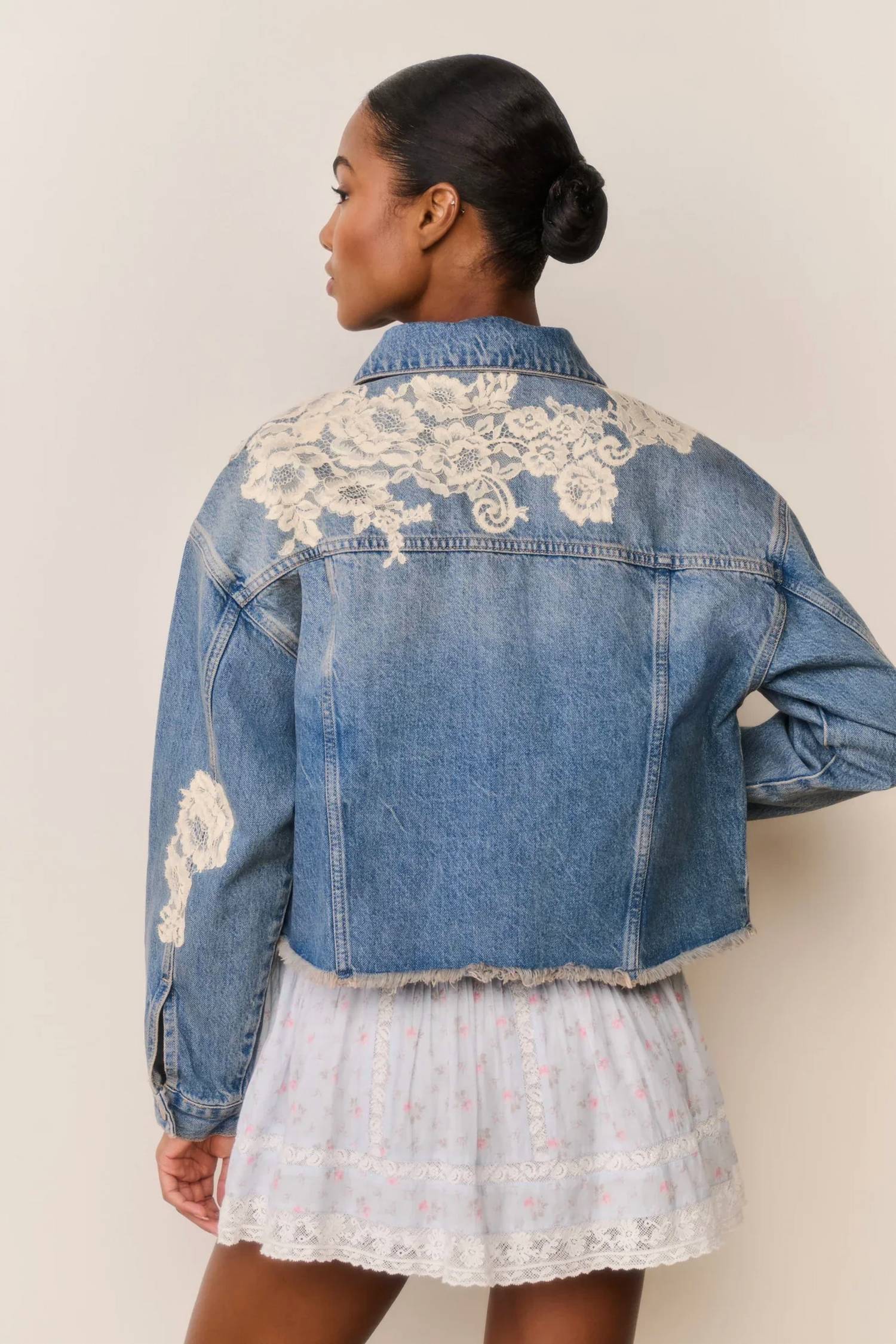 Loveshackfancy - Amana Lace Patchwork Denim Jacket