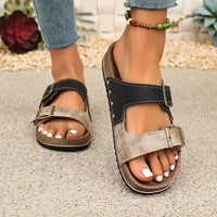 Little Daisy Closet - Women's Western Suede Rivet Slip-on Sandals