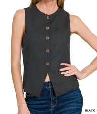 Zenana - Linen Button Down Vest